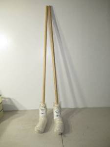 lot 92 image: Set of 2 Boardwalk HandleDeck Mops, #20 White Cotton Head, 54 Natural Wood Handle