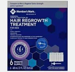 lot 44 image: Members Mark Hair Loss Regrowth Treatment for Men, 2oz, 6-Months Supply, Pack of 6