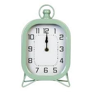 lot 50 image: Stratton Home Decor Reid Top Table Clock, Small, Green