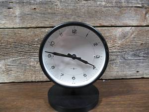 lot 49 image: Table Clock Matte Black - Threshold Traditional Analog Desk Timepiece, Glass & Metal, 5.9 Height