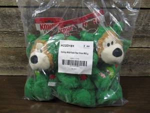 lot 51 image: Kong Holiday Wild Knots Bear Dog Squeak Toy Medium Green Christmas - 3 Pack