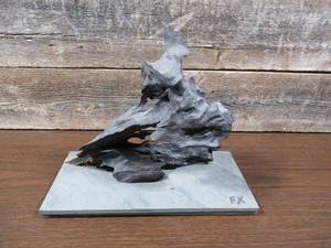 lot 2 image: Carbonized Driftwood and Slate Decorative Mantle Piece