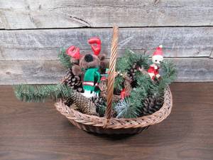 lot 43 image: Wicker Basket of Christmas Decor