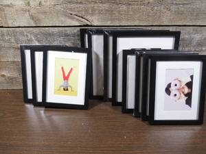 lot 55 image: Set of 7 9 x 7 & 4 11 x 9 Black Picture Frames