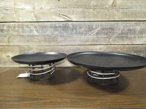 lot 69 image: Set of 2 Table Top Decor Trays-Black Jute Wrap