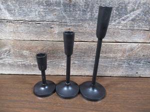 lot 73 image: Set of 3 Black Candle Stick Holders