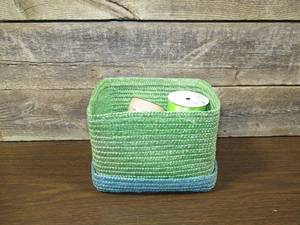lot 80 image: Blue Green Woven Box w 9 1 12in. x 9ft Ribbon Rolls