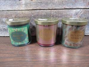 lot 89 image: Set of 3 Opal House Soy Based Holiday Scented Candles