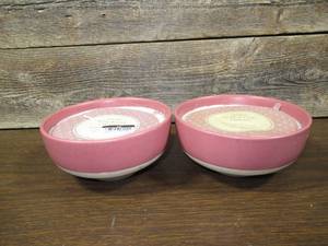 lot 93 image: Set of 2 3-Wick Rose Water  Freesia Scented Candles