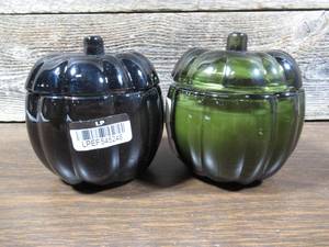 lot 95 image: Set of 2 Pumpkin Shaped Scented Candles-Threshold