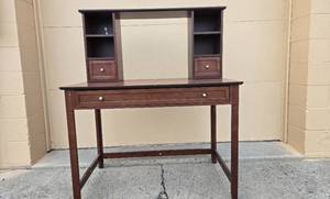 lot 25 image: Wooden Writing Desk with Shelves and Drawers - 30 x 42 x 23.5 inches