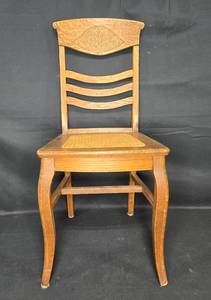 lot 33 image: Vintage Wooden Dining Chair with Woven Seat