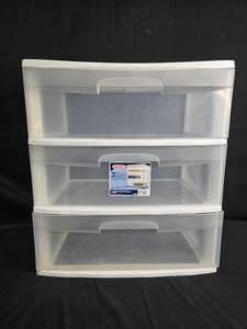 lot 36 image: Sterilite 3-Drawer Storage Cart - Wide, Large Capacity