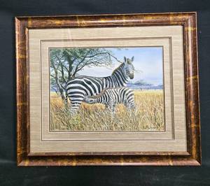 lot 44 image: Framed Artwork of Zebras in a Serengeti Landscape by Tripp Es (2004)