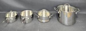 lot 127 image: Set of Stainless Steel Cookware Pots with Lids and Steamer Insert