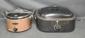 lot 138 image: Lot of 2 Kitchen Appliances Hamilton Beach Slow Cooker and GE Electric Roaster