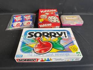 lot 58 image: Collection of 4 Family Game Night Board Games and Supplies