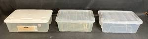 lot 105 image: Set of 3 Clear Plastic Storage Containers with Lids