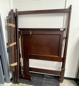 lot 169 image: Solid Wood Bed Frame with Headboard and Side Rails