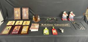 lot 190 image: Vintage Kitchen Decor Collection Including Prints, Sign and Figures
