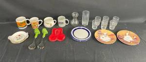 lot 202 image: Collection of Assorted Vintage Dishware, Glasses, and Serving Utensils