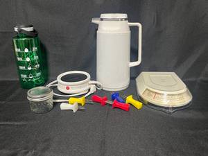 lot 75 image: Kitchen Equipment Lot with Food Scale, Electric Warmer, and Water Bottle