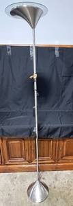 lot 156 image: Portable Stainless Steel Floor Lamp with Glass Shade