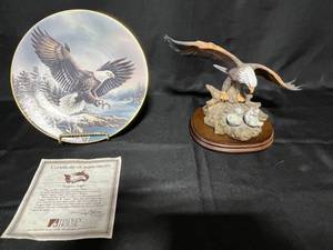 lot 196 image: Limited Edition Legacy Eagle Plate and Sculpture Set with Certificate of Authenticity