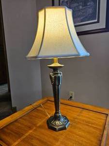 lot 70 image: Chic Bronze Art Dcor Candlestick Table Lamp