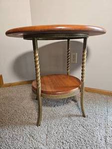 lot 44 image: Oak Accent Table with Twisted Iron Legs