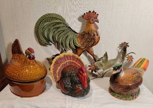 lot 121 image: Birds of a Feather  Collection of Roosters  Pheasant  Turkey