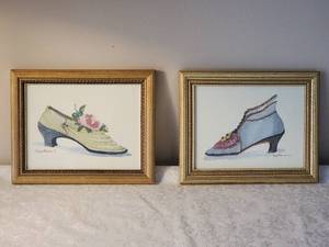 lot 35 image: Stylish Fine Art Print Pair - Peggy Abrams - Victorian Shoes
