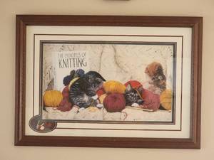 lot 27 image: SIGNED Cozy Fine Art Print - Lesley Harrison - The Knitting Guild