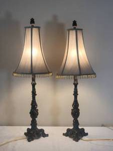 lot 66 image: Brilliant Cast Metal Accent Lamp Pair