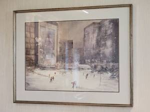 lot 28 image: SIGNED Enchanting Winter Fine Art Print - Lou Roman - Skaters Winter Wonderland - 305650