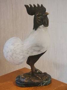 lot 23 image: Awesome Cast Metal Rooster Lamp