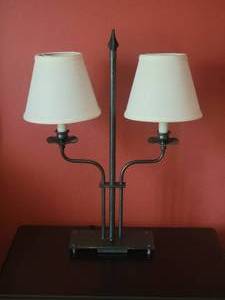lot 67A image: Elegant Two Fixture Accent Table Lamp - Metal Body
