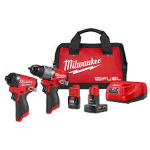 lot 3 image: Milwaukee M12 FUEL 12-Volt Lithium-Ion Brushless Cordless Hammer Drill and Impact Driver Combo Kit w2 Batteries and Bag (2-Tool)Customer Returns See Pictures