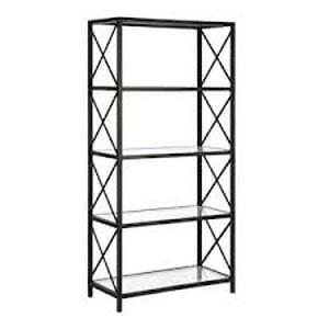 lot 26 image: Celine 66 in. Blackened Bronze Metal 4-Shelf Bookcase by Meyer&Cross  Customer Returns See Pictures