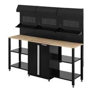 lot 31 image: Husky Ready-to-Assemble 80 in. W x 19.5 in. D Steel Garage Workstation in Black  Customer Returns See Pictures