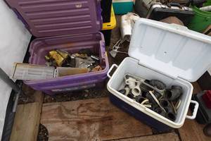lot 757 image: PVC Fittings, Compression Tester, Container of Bolts