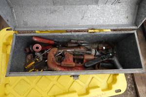lot 740 image: Metal Toolbox with Tools - Ridgid Pipe Cutters
