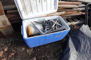 lot 818 image: Cooler with Shelving Wall Brackets