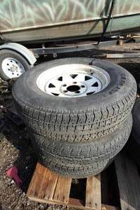 lot 6 image: 3 Spare Trailer Tires with Wheels - ST20575R15