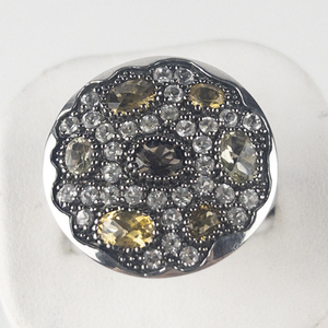 lot 26 image: Sima K  Shades Of Quartz & White Topaz Sterling Silver Grecian Ring Replacement Value $250. Size 11 - 11.25.