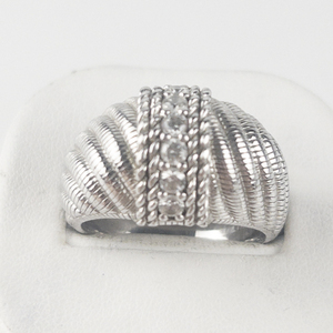 lot 32 image: Judith Ripka Diamonique Sculpted Dome Sterling Silver Statement Ring . Size 10 - 10.25.
