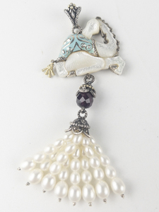 lot 40 image: Barbara Bixby multi-gemstone camel sterling and 18K yellow gold Enhancer. Replacement value $825