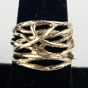 lot 54 image: Linx (Italy)  Woven Branches Vermeil Band. Size 9.75 - 10.