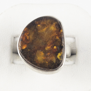 lot 66 image: AK (Gdansk, Poland) Baltic Amber Sterling Silver Statement Ring . Size 6.25 - 6.5.