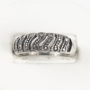 lot 81 image: Marcasite Openwork Dome Sterling Silver Ring. Size 8.5 - 8.75.